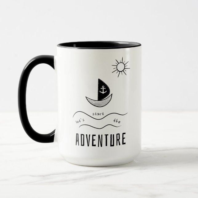 Minimalist Sailboat Adventure Mug (Left)
