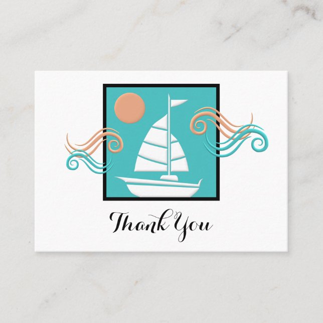 Minimalist Sailboat Business Thank You Card (Front)