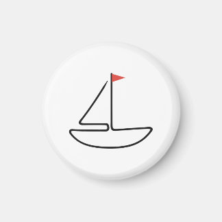 Minimalist Sailboat One Line Art with Red Flag Magnet