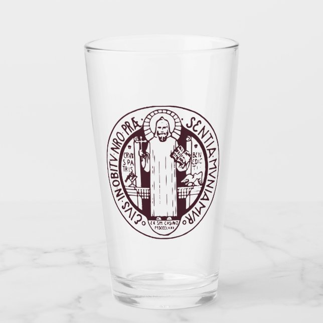 Minimalist Saint Benedict Medal Symbol Art Glass (Front)