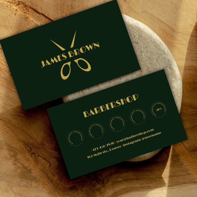Minimalist Salon Discount Green Barbershop Loyalty Card (Minimalist Salon Discount Green Barbershop Loyalty Card)