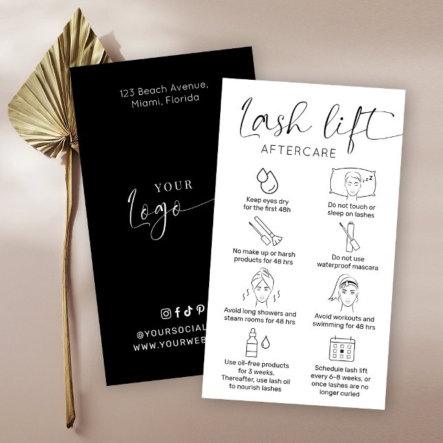 Minimalist Salon Eyelash Lift & Tint After Care Business Card (Creator Uploaded)