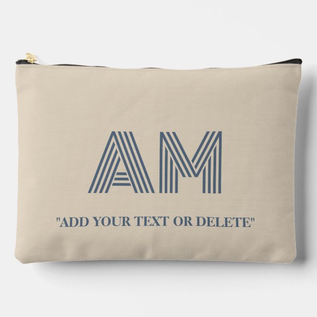 Minimalist Sand Beige Monogram Accessory Pouch (Front)