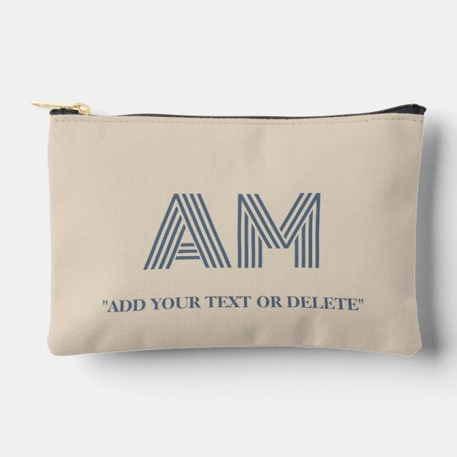 Minimalist Sand Beige Monogram Accessory Pouch (Front)