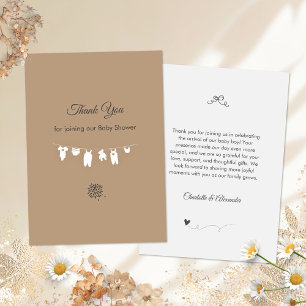 Minimalist Sand Gender Neutral Boho Baby Shower Thank You Card