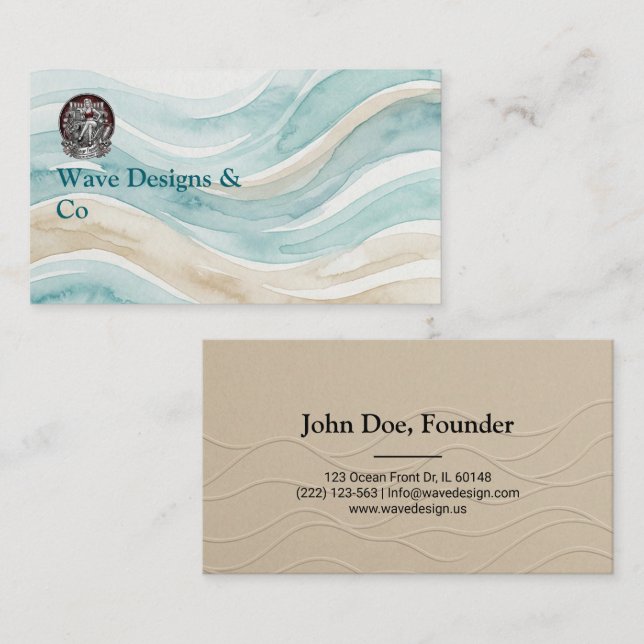 Minimalist Sand & Wave Business Card Design (Front/Back)