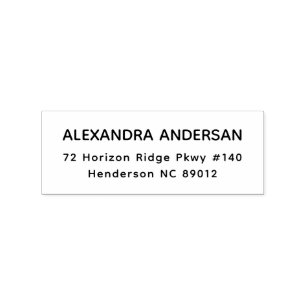 Minimalist Sans Serif Name Return Address Rubber Stamp