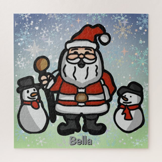 Minimalist Santa and Penguins in snowy holiday  Jigsaw Puzzle (Vertical)