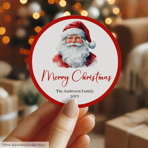Minimalist Santa Claus Holiday Gift Label Sticker