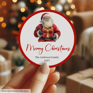 Minimalist Santa Claus Modern Christmas Label