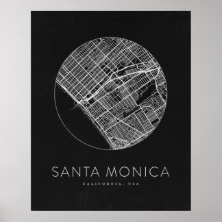 Minimalist Santa Monica City Map Poster