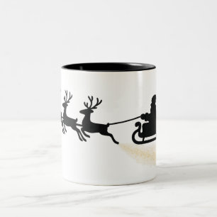 Minimalist Santa Sleigh Silhouette Two-Tone Coffee Mug