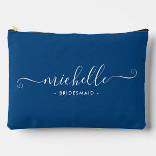 Minimalist Sapphire Blue Personalised Bridesmaid Accessory Pouch