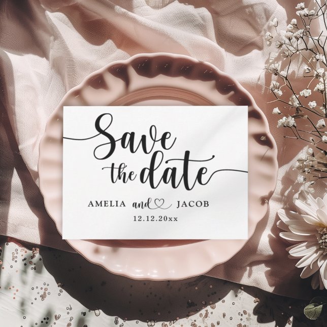 Minimalist Save the Date Black & White Postcard (Creator Uploaded)