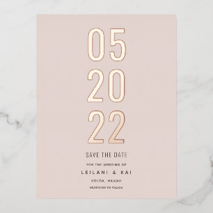 Minimalist Save the Date Dusty Pink Foil Invitation Postcard