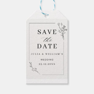 Minimalist Save the Date Floral Modern Wedding Gift Tags