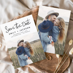 Minimalist Save the Date Handwritten Photo