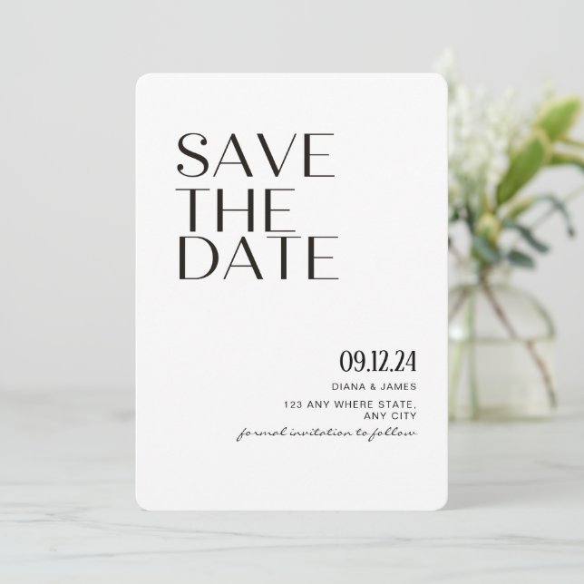 Minimalist Save The Date Modern Wedding Invitation (Standing Front)