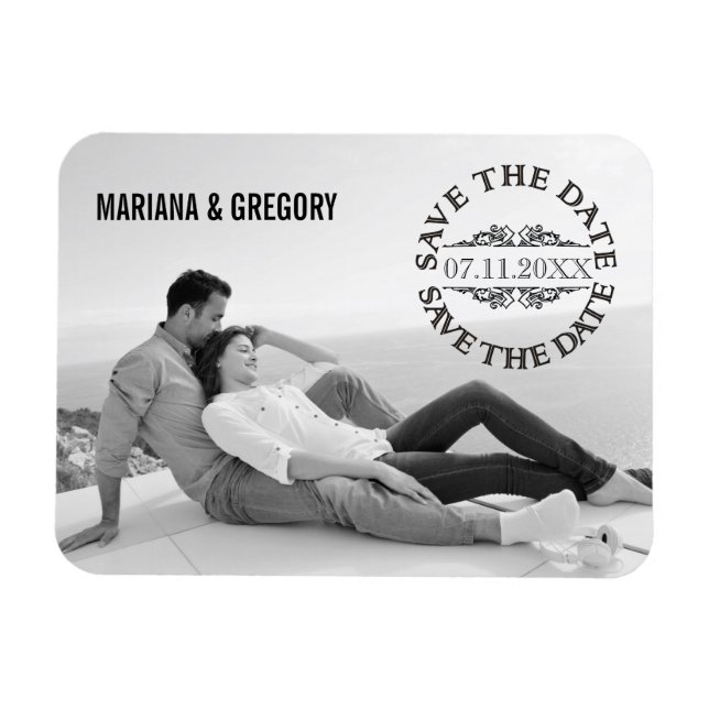 Minimalist Save the Date modern wedding photo Magnet (Horizontal)