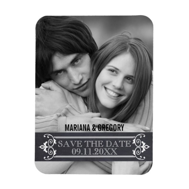 Minimalist Save the Date modern wedding photo Magnet (Vertical)