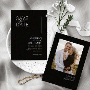 Minimalist Save the Date Photo Black White