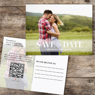 Minimalist Save the Date Photo   QR Code Website  Announcement Postcard