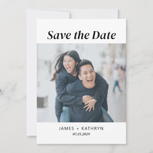 Minimalist Save the Date Photo Simple QR Code Invitation (Front)