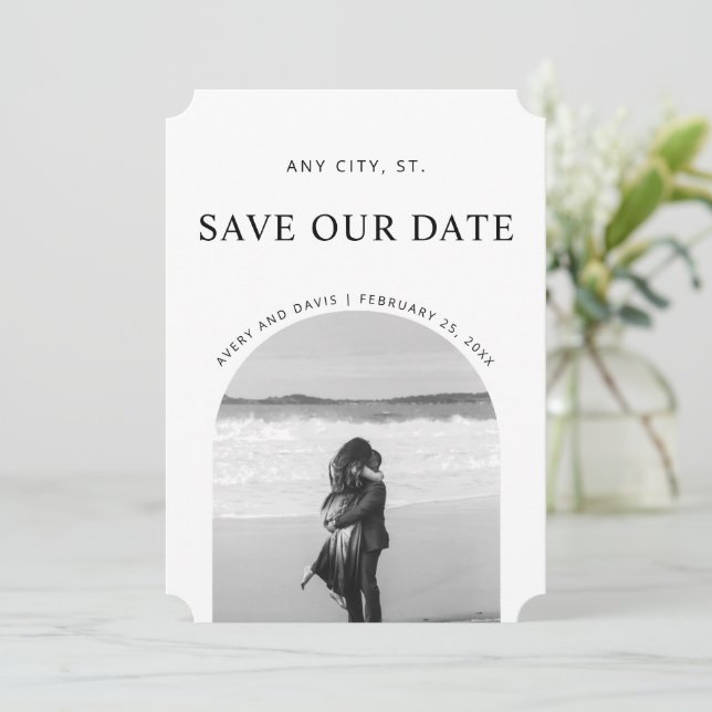 Minimalist Save the Date Simple with Photo  (Standing Front)
