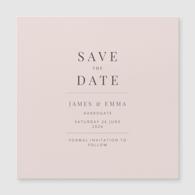 Minimalist Save the Date Warm Blush (Front)