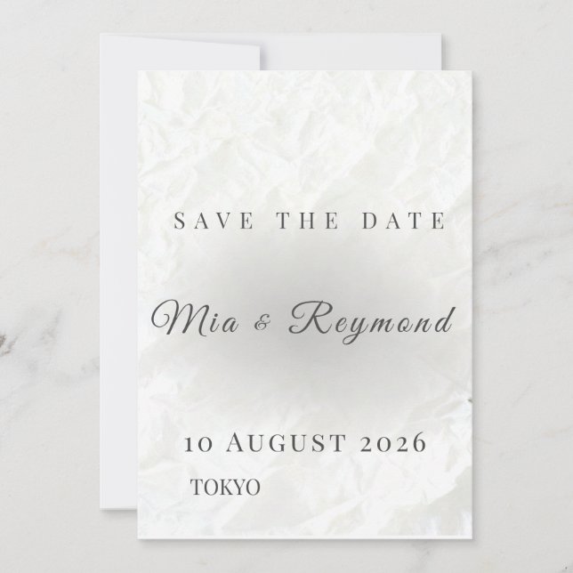 Minimalist Save the Date Wedding Card (Front)