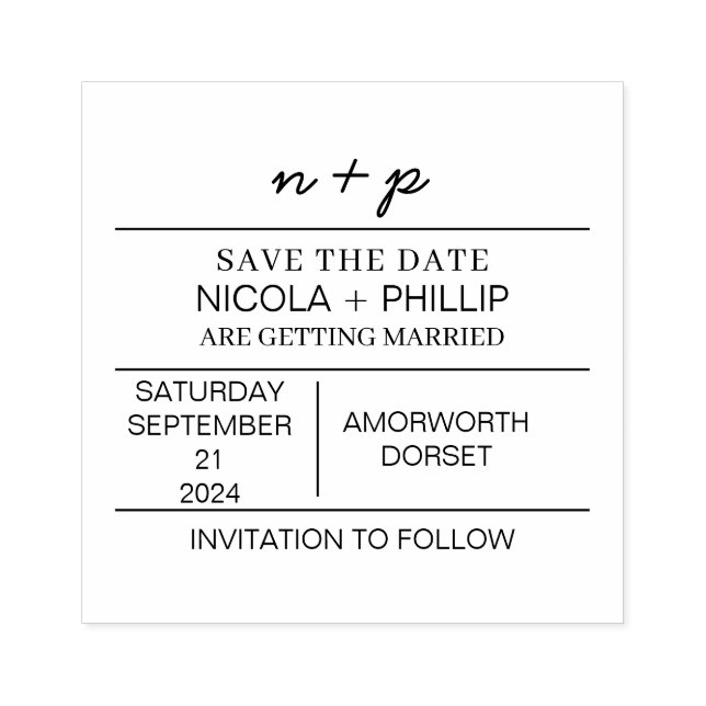 Minimalist Save The Date Wedding Stamp |  (Imprint)