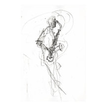 Minimalist Saxophonist Poster – Abstract Sketch