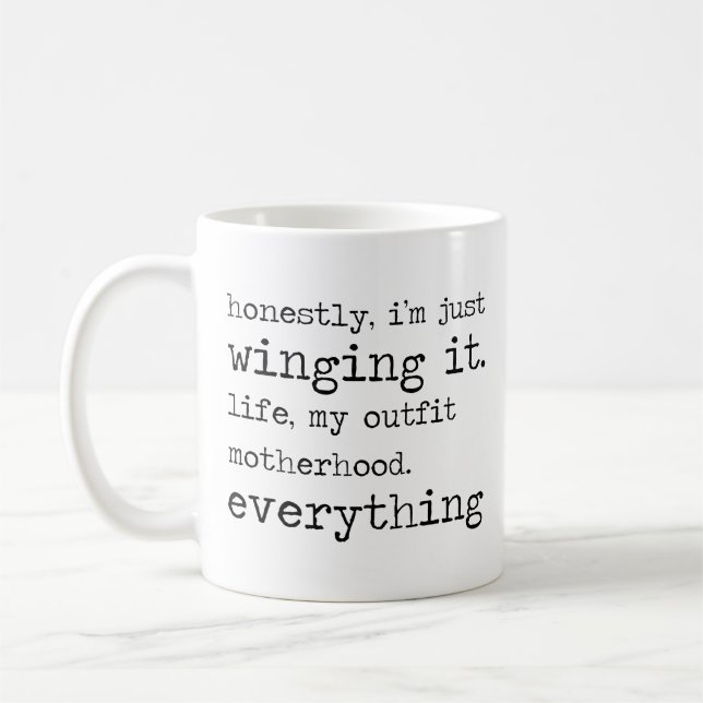 Minimalist Saying Mug Just Winging It Quotes Gift (Left)