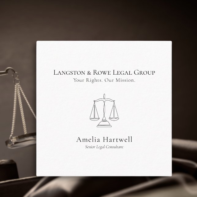 Minimalist Scales of Justice Legal Professional Square Business Card (Creator Uploaded)