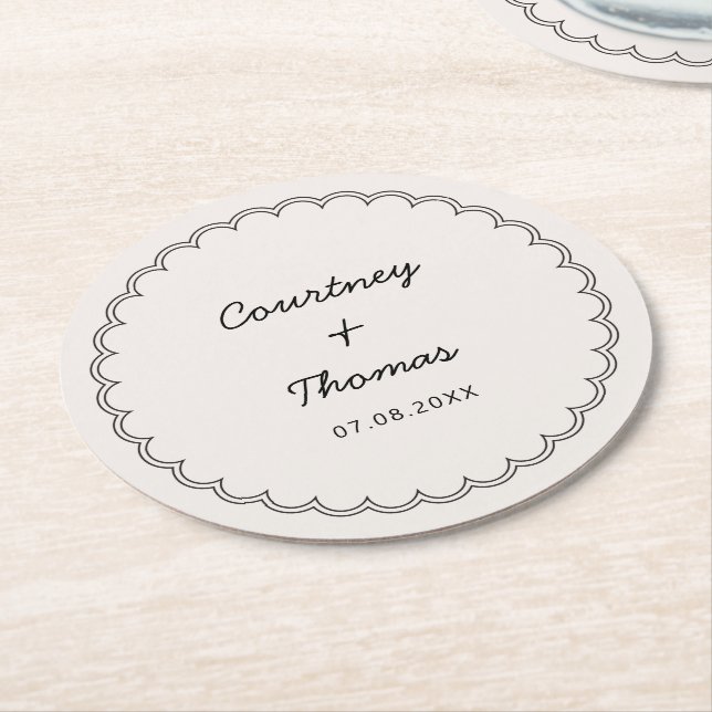 Minimalist Scalloped border Drinking Coasters (Angled)