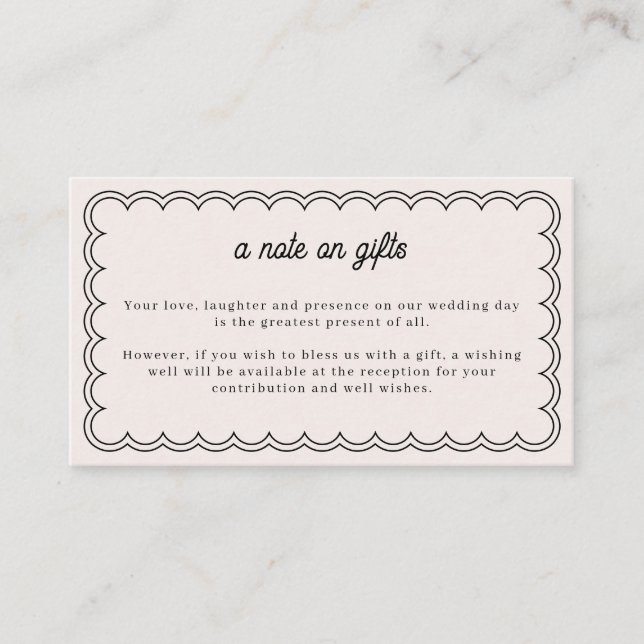 Minimalist scalloped border note on gift card (Front)