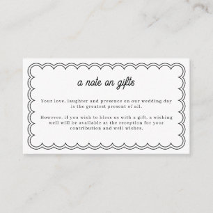 Minimalist scalloped border note on gift card