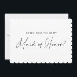 Minimalist scalloped edge bridesmaid proposal card<br><div class="desc">This modern bridesmaid proposal card features simple script text on a scalloped edge card. For more advanced customisation of this design,  e.g. changing layout,  font or text size please click the "CUSTOMIZE" button above. Please contact me for any questions!</div>