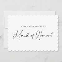 Minimalist scalloped edge bridesmaid proposal card