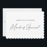 Minimalist scalloped maid of honour proposal card<br><div class="desc">This modern bridesmaid proposal card features simple script text on a scalloped edge card. For more advanced customisation of this design,  e.g. changing layout,  font or text size please click the "CUSTOMIZE" button above. Please contact me for any questions!</div>