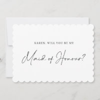 Minimalist scalloped maid of honour proposal card