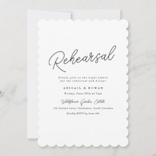 Minimalist Scalloped Script Rehearsal Dinner Invitation