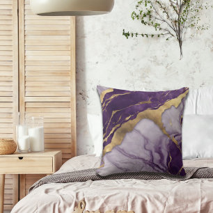 Minimalist Scandinavian Chic Lilac Purple Marble Cushion