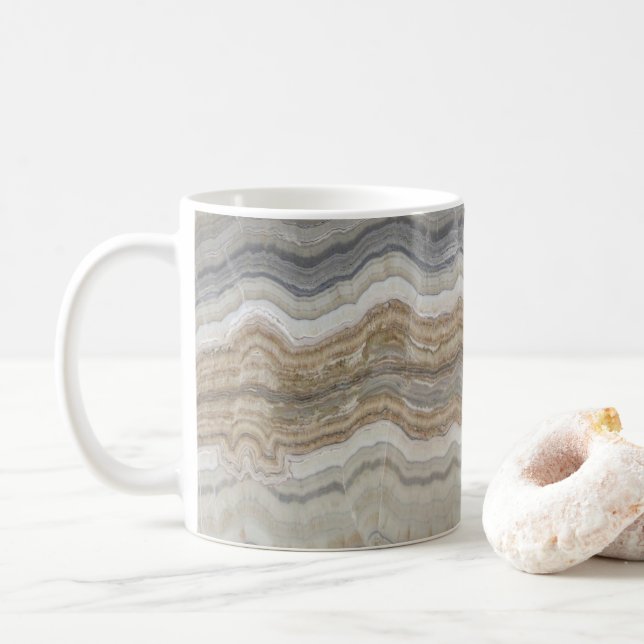 minimalist scandinavian granite brown grey marble coffee mug (With Donut)