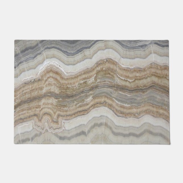 minimalist scandinavian granite brown grey marble doormat (Front)