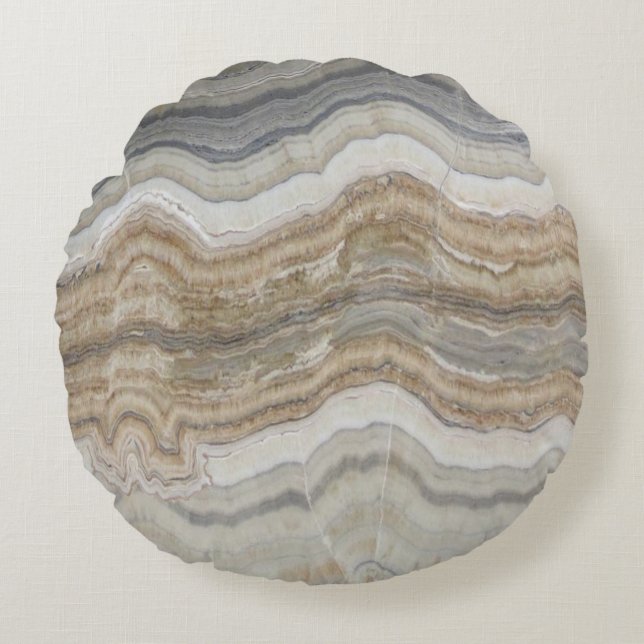 minimalist scandinavian granite brown grey marble round cushion (Front)