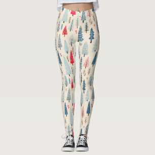 Minimalist Scandinavian Tree Forest Pattern Leggings