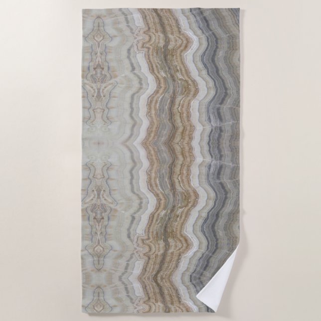 minimalist scandinavian white brown grey marble beach towel (Front)