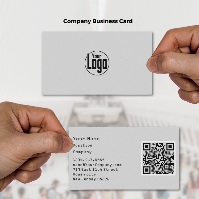 Minimalist Scannable Grey & Black Company Business Card (Minimalist Scannable Gray & Black Company Business Card)