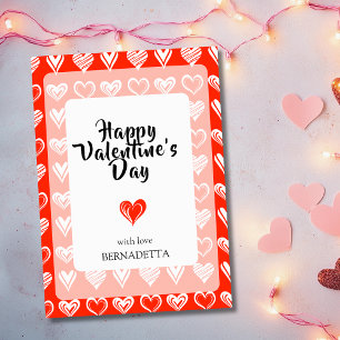 Minimalist Scarlet Chic Lace White Hearts  Holiday Card